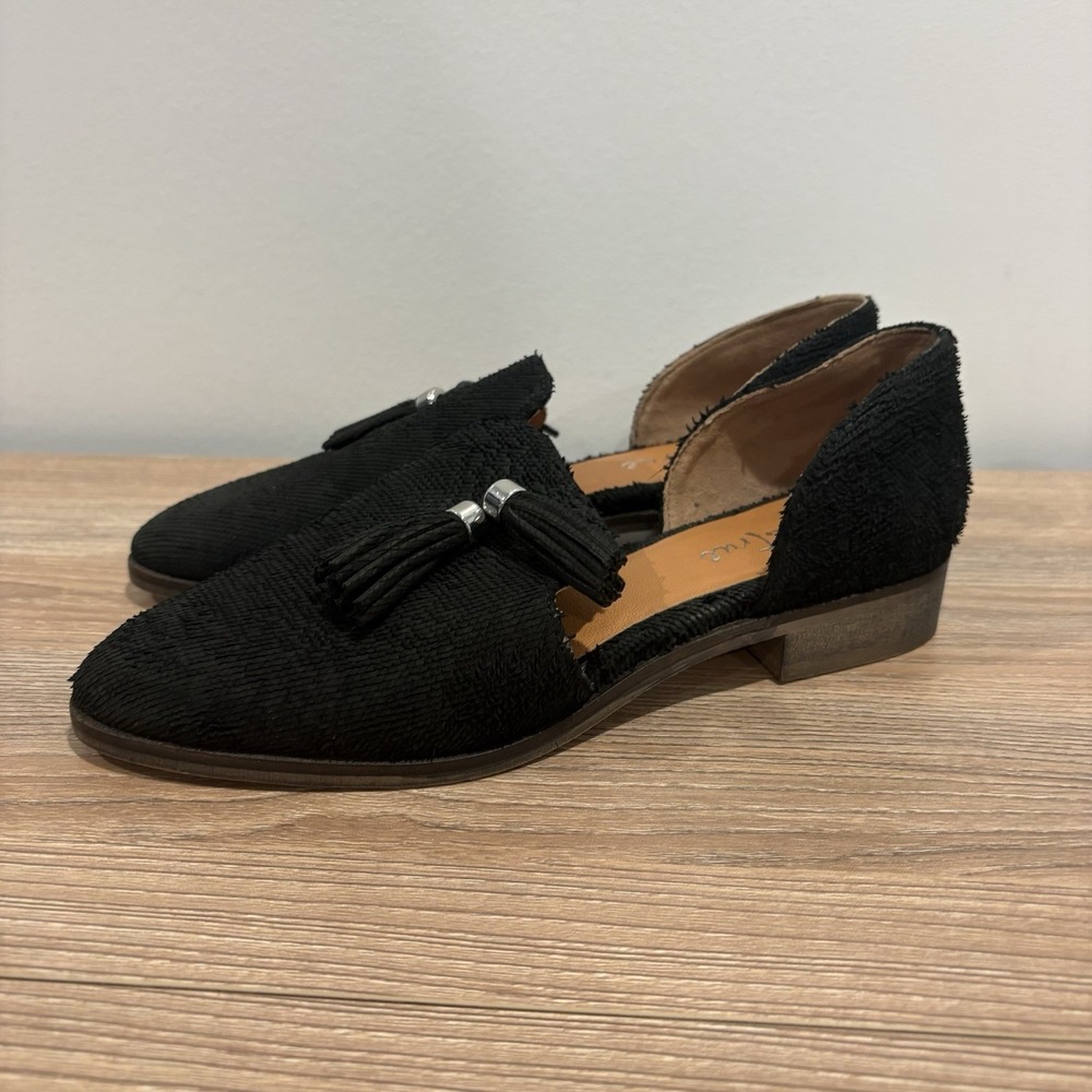 Diba True‎ Neat Freak Women's Loafers Tassel Flats Size 7 Leather Upper Black